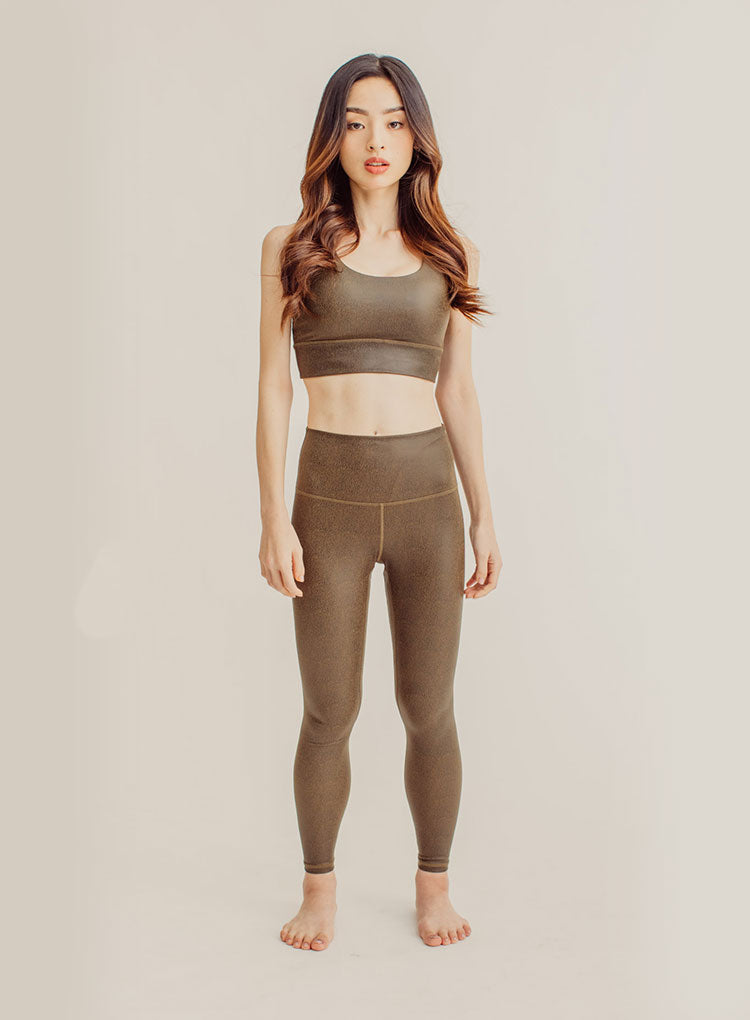 Faux Leather Crossback Bra