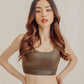Faux Leather Crossback Bra