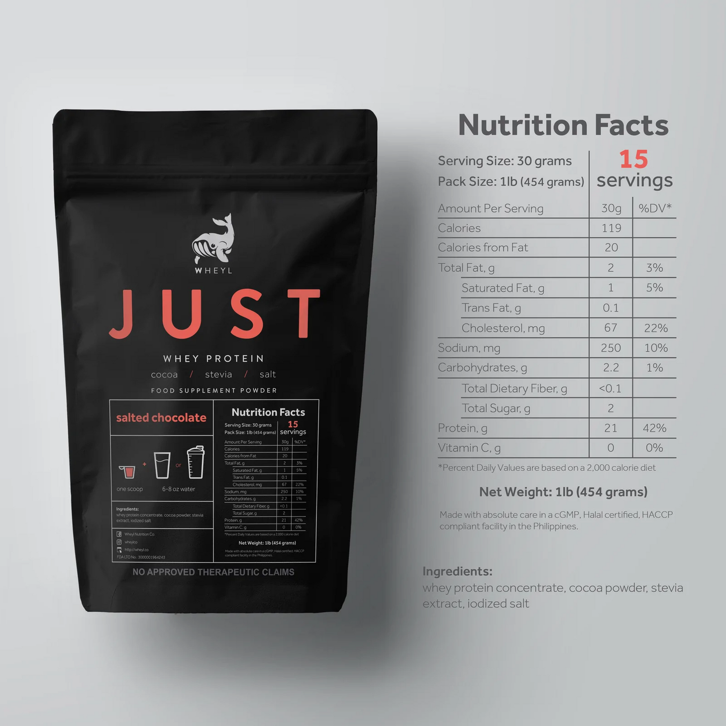 JUST Salted Chocolate whey protein (1 lb.)