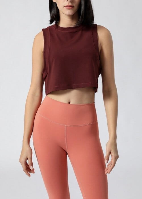 Splore Brand Partner Shop Easy Active Keep Cool Crop Tank in Maroon